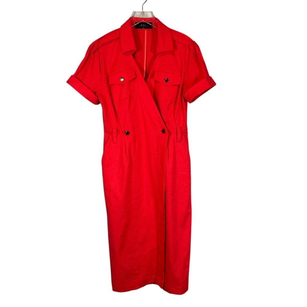 BGL Belong Genteel Light women's Large Red Shirt Dress Short Sleeve
